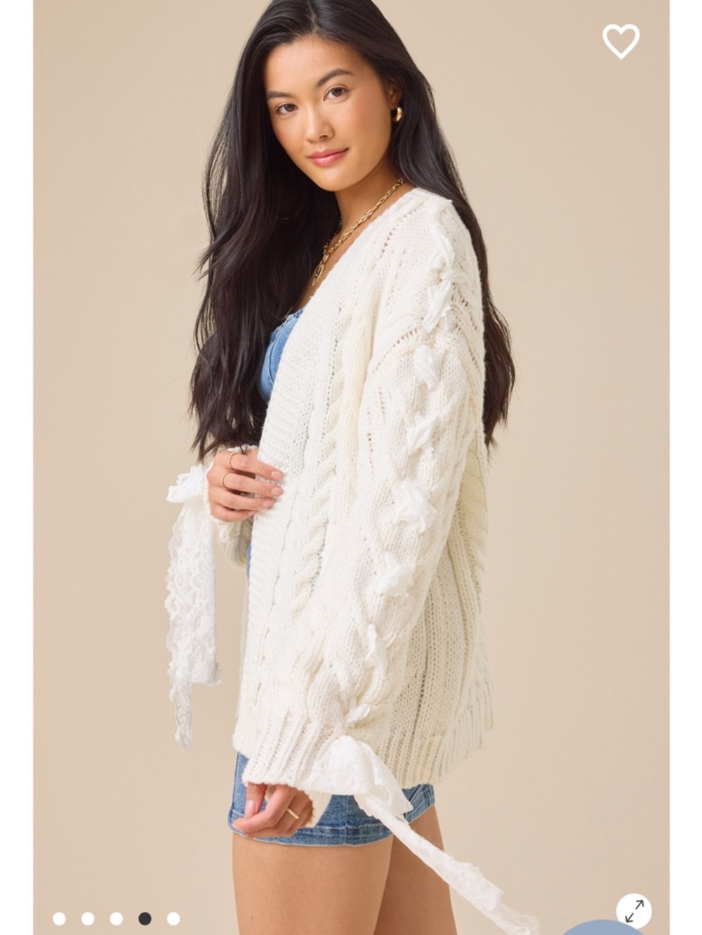 Dove Lace Ribboned Cardigan New with Tags Altar’d State - Picture 4 of 5